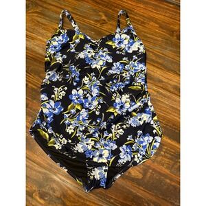 Catalina Floral‎ One Piece Swimsuit Tummy Control Lined Woman's XL 16/18